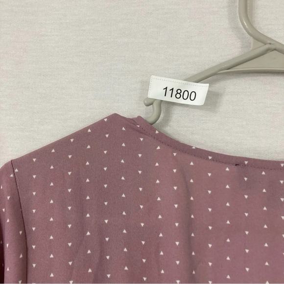 New Lulu's Mauve Color Polka Dot Soft Flowy Wrap Belted Midi Dress Medium - Picture 11 of 11